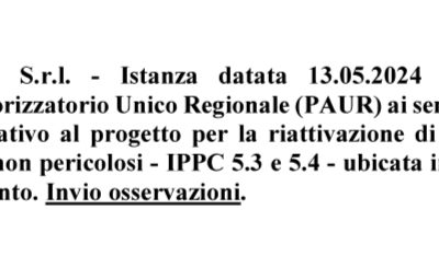 Osservazioni presentate alla Provincia di Taranto contro la riapertura della discarica LUTUM