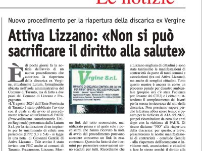 Nuovo procedimento per la riapertura della discarica Vergine.